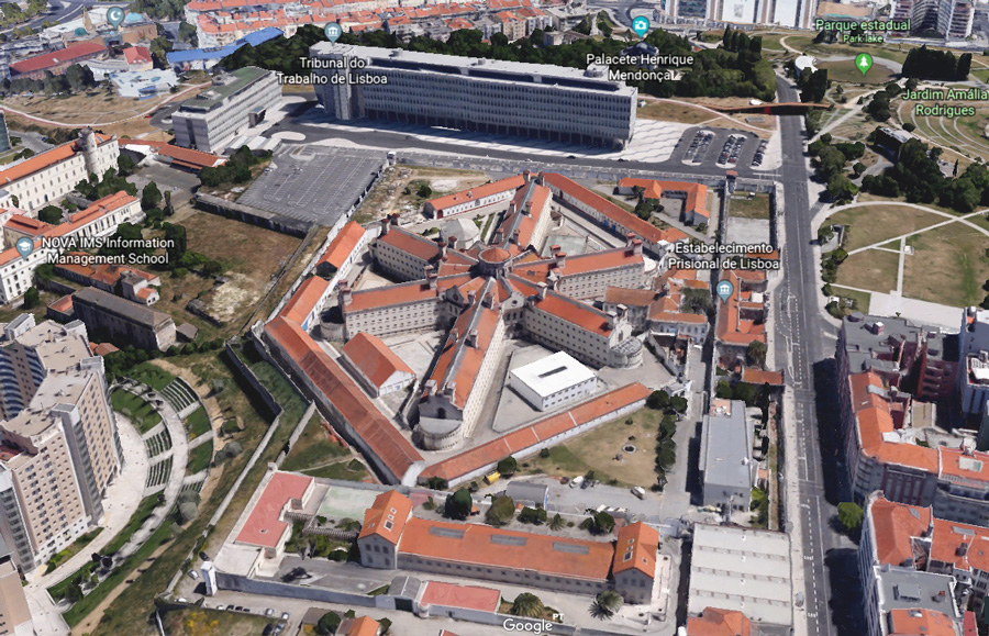 Google Earth image of the prison establishment in Lisbon, Portugal